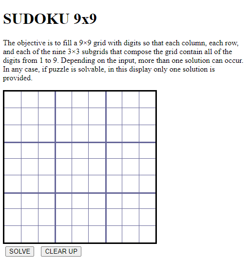 Screenshot of sudoku solver app